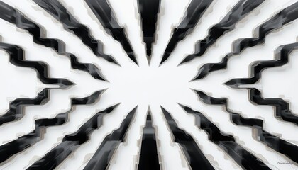 Poster - Dynamic black and white pattern explosion abstract art installation digital illustration minimalist environment top-down view visual impact