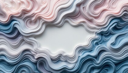 Poster - Abstract wave patterns in soft pink and blue colors art installation creative studio digital art close-up view fluidity concept for visual impact