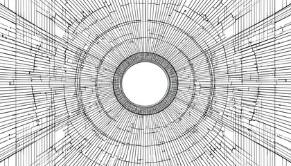 Poster - Dynamic architectural visualization abstract circles and lines in a futuristic environment digital artwork perspective