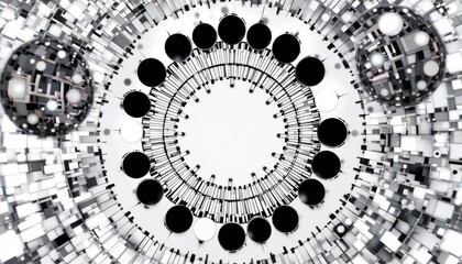 Poster - Dynamic geometric patterns digital art space abstract design monochrome environment close-up viewpoint visual exploration