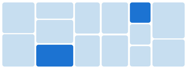 Aufkleber - Template of photo montage. 14 Blue frames design composition for gallery for website with squares. Banner for bg design