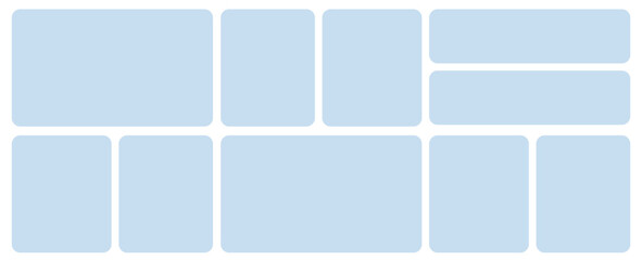 Aufkleber - Template of photo montage. 10 Blue frames design composition for gallery for website with squares. Banner for bg design.