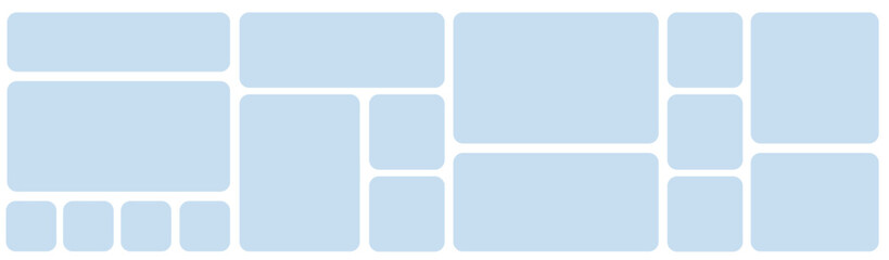 Aufkleber - Template of photo montage. 17 Blue frames design composition for gallery for website with squares. Banner for bg design.