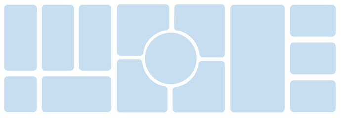 Aufkleber - Template of photo montage. 14 White frames design composition for gallery for website with round at the center. Banner for bg design