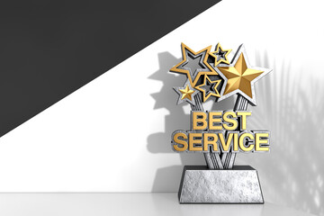 Aufkleber - Golden Best Service Business Award Trophy. 3d Rendering