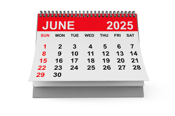 Poster - 2025 Year June Calendar. 3d rendering