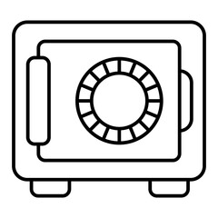 Poster - safe with mechanical lock thin line icon, money safety concept. vector graphics. metal safe box cont