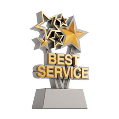 Aufkleber - Golden Best Service Business Award Trophy. 3d Rendering