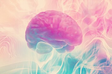 Poster - Abstract representation of a brain with vibrant colors in a surreal setting