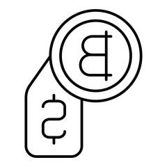 Poster - Coin and dollar price tag thin line icon, finance concept. Vector graphics. Badge with coin sign on white background, linear style for mobile or design.