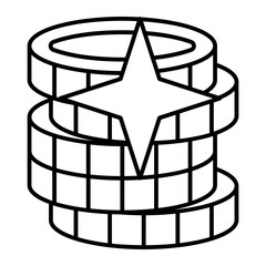 Poster - coins stacked thin line icon, banking concept. vector graphics. money coins, stack sign on white bac