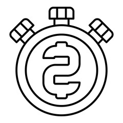Poster - Stopwatch with huge currency letter thin line icon, financial advice concept. Vector graphics. Time is money, timer sign on white background, linear style for mobile or design.