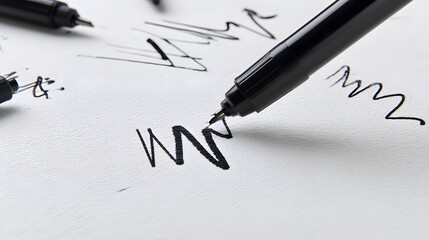 Aufkleber - A black permanent marker with a fine tip lying diagonally on a clean white background