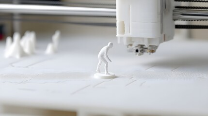Aufkleber - A close up view of a resin 3D printer in the middle of printing a detailed miniature figure on a clean white background
