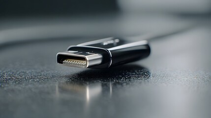 Aufkleber - A detailed close up shot of a lightning cable connector tip highlighting the sleek high gloss metallic material under soft diffused lighting conditions