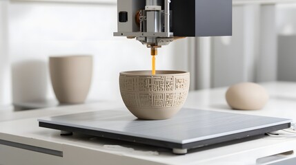Aufkleber - A direct metal laser sintering printer producing a metallic mechanical component against a clean minimalist white background