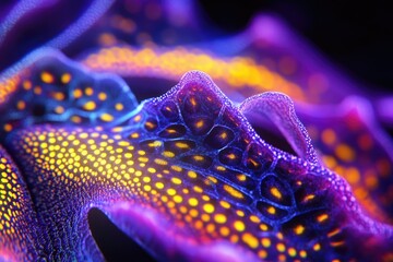 Aufkleber - Abstract vibrant bioluminescent organism with intricate texture and glowing patterns.
