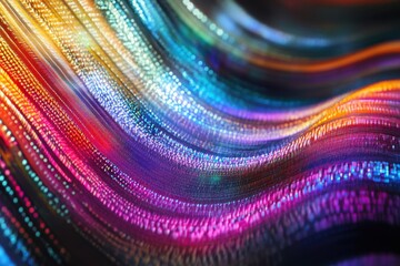 Poster - Colorful digital waves with vibrant patterns flowing in a visually striking display