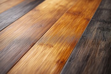 Poster - Striped bamboo flooring in various shades of brown and black, showcasing texture and grain.