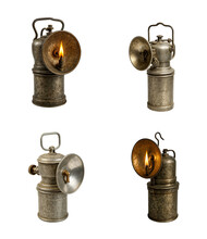 Lampe à Carbure De Mineur Ancienne - Outil Primitif En Métal - Europe 1900-1949