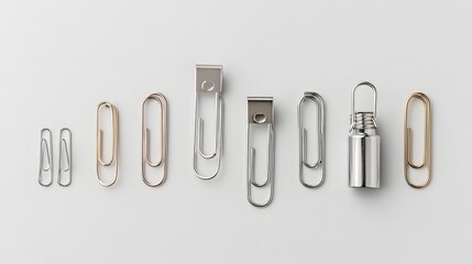 Leinwandbilder - A set of uniform stainless steel paper clips meticulously arranged in a grid like pattern on a clean white background showcasing their sleek minimalist design and functional yet elegant aesthetic