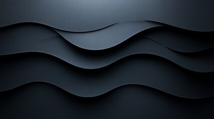 Poster - Sophisticated Wavy Layers in Deep Charcoal Gray, Abstract Conceptual Art, Elegant and Serene Minimalist Design