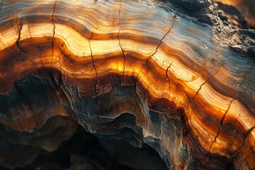 Aufkleber - Strikingly textured wood, showcasing vibrant warm and cool tones, layered with rich detail and natural cracks.