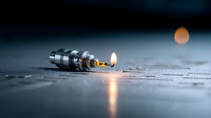 Aufkleber - Close up view of a heated metal 3D printing nozzle illuminated in a controlled studio environment for an engineering or technology advertisement