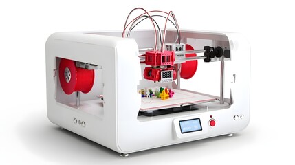 Fototapete - Cutting edge 3D printing technology with dual extruders enabling advanced multi material fabrication and rapid prototyping in a sleek modern design