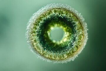 Poster - Microscopic view of a dandelion seed head, showcasing intricate details and delicate structures.