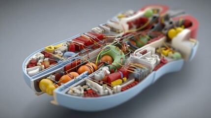 Poster - Highly detailed 3D rendering of the internal anatomy of the digestive system with a focus on the process of acid reflux and its impact on the esophagus and