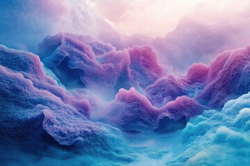 Aufkleber - Surreal landscape of vibrant purple and blue cloudscapes, resembling a dreamy, otherworldly terrain.