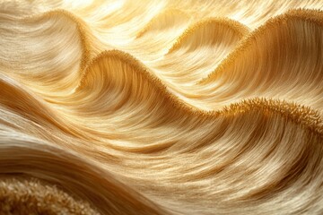 Aufkleber - Abstract image of golden waves, resembling flowing hair or sand dunes, lit by warm sunlight.