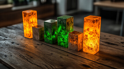 Aufkleber - Glowing bar graph displaying health improvements indoor space visual art modern environment close-up view