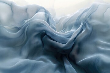 Aufkleber - Draped blue chiffon fabric creates soft, elegant waves and textures.
