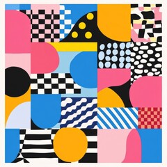 Poster - Abstract Geometric Pattern, Bold Color Blocks, Modern Art Composition, Dynamic Design