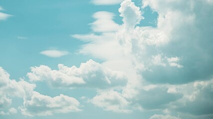 Wall Mural - Gently Cloud Sky Blue Moving In Blue Sky Abstract Cloud. Colorful Cloudy Blue Sky Fluffy Clouds 4k Timelapse. Cloud Formation. Natural Water Cycle. Cumulus Clouds Float In Blue Sky. Cloudy Sky With