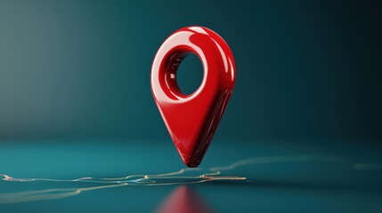 Aufkleber - A shiny red location pin indicates a precise spot on a blue gradient map.