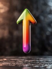Aufkleber - A colorful up arrow symbol is presented in a conceptual studio background.