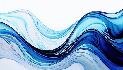 Poster -  fluid blue wave abstract background for web design, branding, print media, modern digital art, high-resolution flowing texture illustration