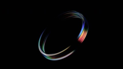 Poster - Abstract animation of rotating glass circle, 3d render, 4k seamless looped video