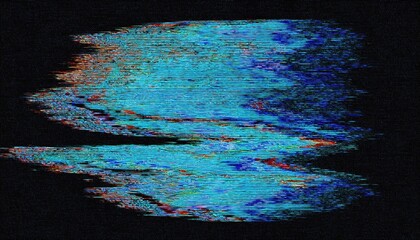 Poster -  glitch blue digital static distortion background for tech designs, vaporwave aesthetics, retro error screens, and abstract data art visualization