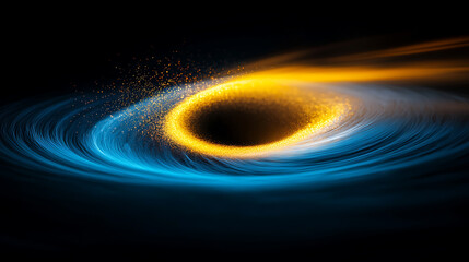 Poster - Cosmic collision event black hole and accretion disk outer space digital art dark environment abstract concept