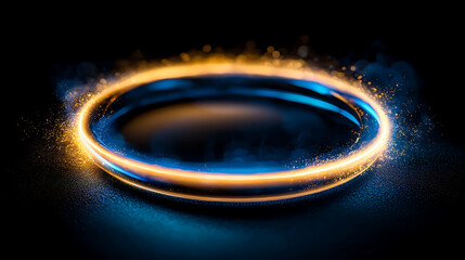 Poster - Dynamic light ring animation studio digital art dark background close-up motion and glow concept