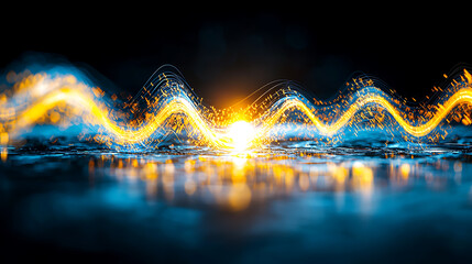 Poster - Dynamic light waves creating stunning visuals in abstract digital art high contrast environment artistic perspective
