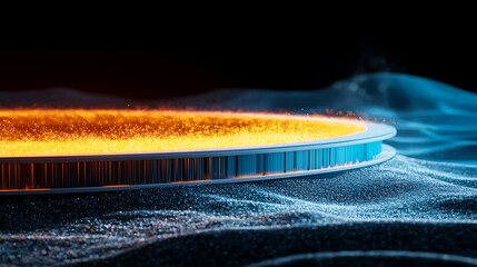 Poster - Dynamic energy eruption abstract digital art close-up view vibrant colors technological concept