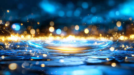 Poster - Radiant water splash action serene lake digital art nighttime close-up fantasy concept