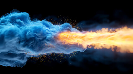 Poster - Explosive flame and smoke action digital art abstract environment high-contrast viewpoint dynamic concept