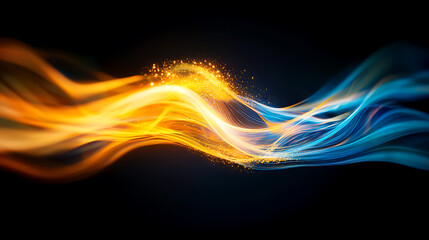 Poster - Dynamic flow of light waves digital art abstract background vibrant colors high contrast fluid motion