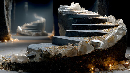 Poster - Crystal Staircase Leading to Mystical Destination with Soft Lighting